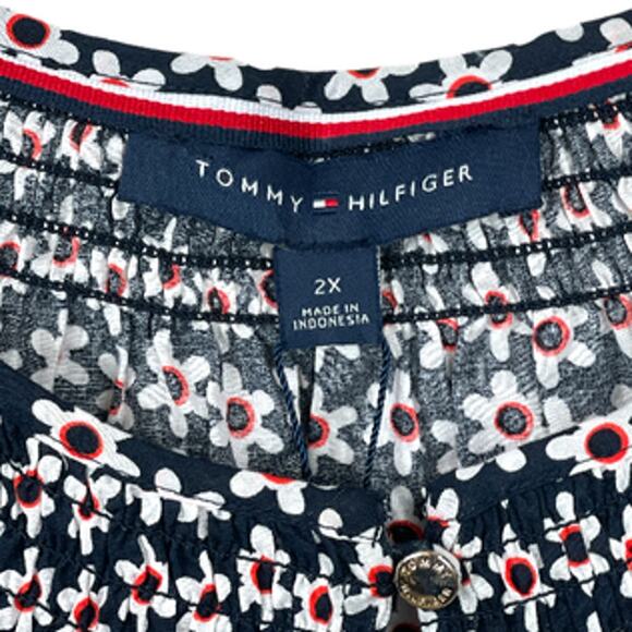 Tommy Hilfiger Cotton Smocked Floral-Print Top size 2X - Picture 9 of 11